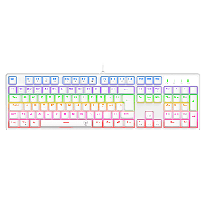 Teclado Mecânico Gamer T-Dagger Rebel Full Size Rainbow Branco Switch Marrom ABNT2 T-TGK328W-BR