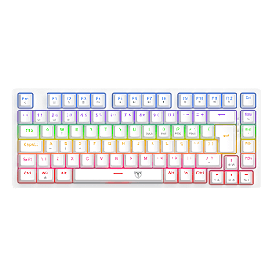 Teclado Mecânico Gamer T-Dagger Megatre 75% Rainbow Branco Switch Marrom Hot-Swap ABNT2 T-TGK326W-BR