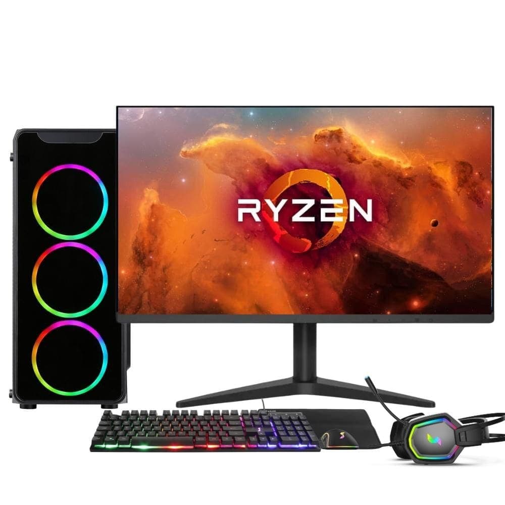 PC Gamer Completo AMD Ryzen 7 5700G, Gráficos Radeon VEGA 8, 16GB DDR4, SSD 256GB, Fonte 500W, Monitor 21.5” 75Hz, 3green Force - 3F-011