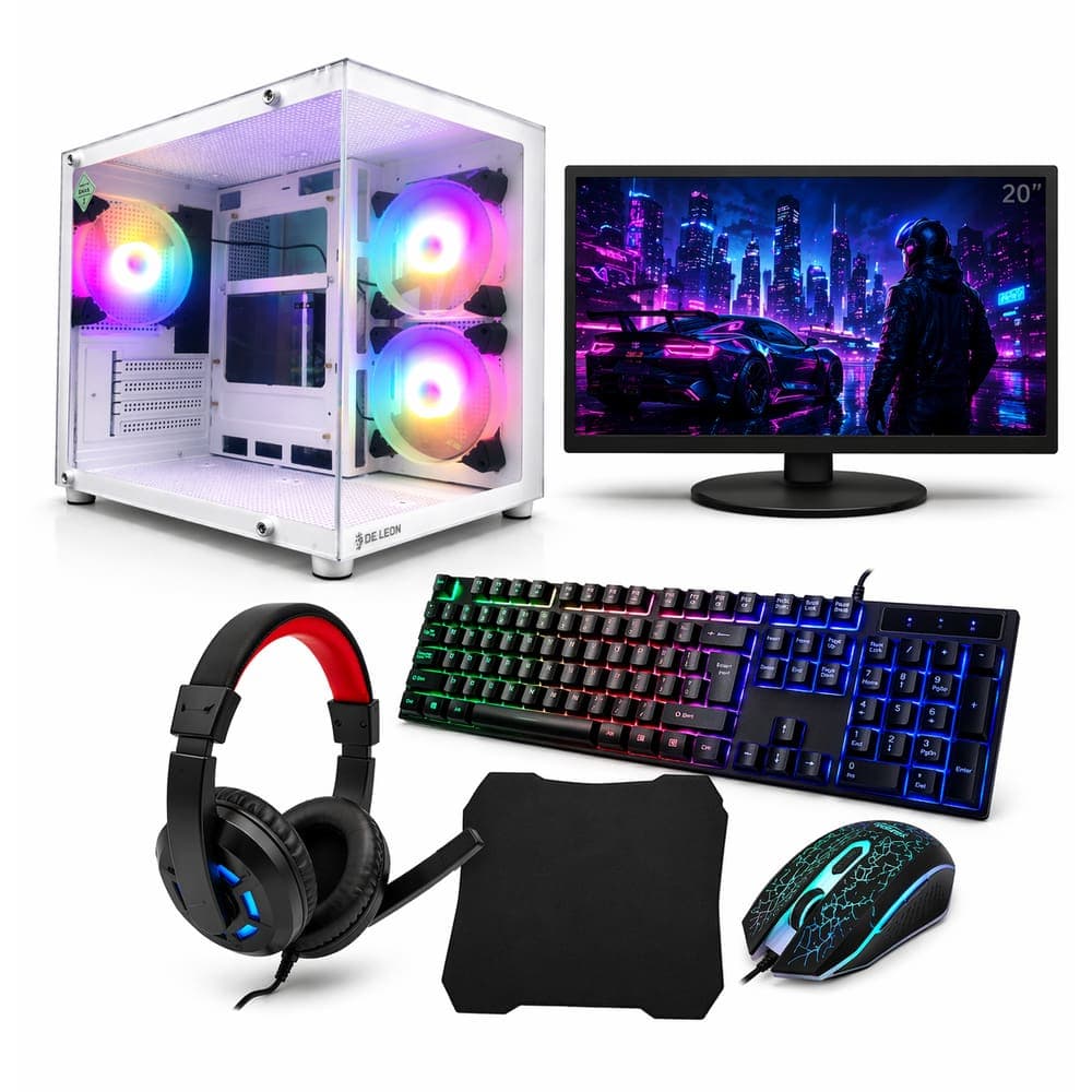 PC Gamer Completo Intel i5 16GB SSD 240GB Monitor 20” 75Hz Aquario Branco