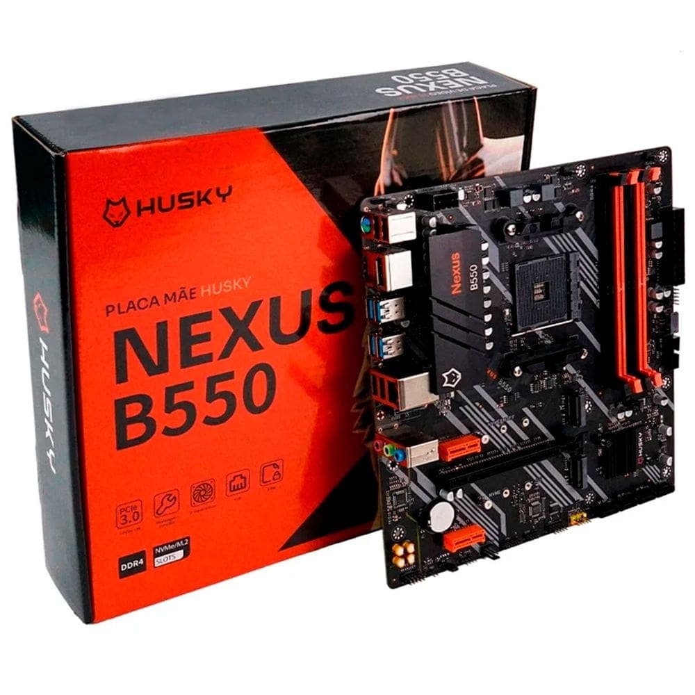 Placa Mãe Husky Nexus B550, Socket AMD AM4, DDR4, M.2 NVMe, USB 3.0, HDMI e Display Port - HPM550
