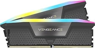 Corsair Memória de desktop Vengeance RGB DDR5 64GB (2x32GB) 6000MHz C40 de alto desempenho – compatível com AMD Expo e Intel XMP 3.0 – Cinza (CMH64GX5M2D6000Z40)