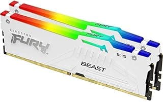 Kingston FURY Beast White RGB 64GB (2x32GB) 6000MT/s CL36 DDR5 Expo DIMM | Sincronização infravermelha | Software FURY CTRL | Overclocking | Plug N Play | AMD Expo | Kit de 2 | KF560C36BWEAK2-64