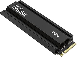 Crucial SSD NVMe P510 1TB Gen5 com dissipador de calor, até 11.000 MB/s, SSD PCIe 5.0 M.2 2280, unidade de estado sólido interna, compatível com desktop e PS5, + software Acronis - CT1000P510SSD5-01