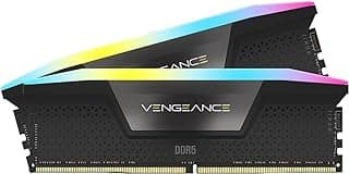 CORSAIR Memória de computador Vengeance RGB DDR5 RAM 32GB (2x16GB) 6000MHz CL38 Intel XMP iCUE compatível - Preto (CMH32GX5M2B6000C38)