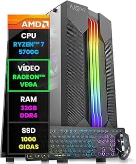 Pc Gamer Computador Completo NoLag Amd Ryzen 7, Radeon™ Graphics Vega, 32GB Ram, SSD 1TB, Gabinete RGB