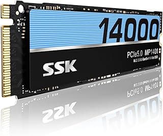 SSK SSD interno de 1 TB, SSD M.2 NVMe 2280 PCIe Gen5 up tp 14000MB/s Velocidade de leitura, TLC NAND Unidade de estado sólido interna de alto desempenho para jogos, edição de vídeo, computação AI