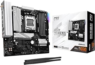 ASRock Placa-mãe B650M Pro X3D WiFi AMD AM5 Micro-ATX, suporta processadores AMD Ryzen 9000/8000/7000, DDR5 8000+ (OC), PCIe 5.0, LAN 2.5G, WiFi 6E, 8+2+1 Power Phase