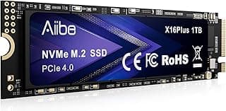 Aiibe SSD interno de 1 TB PCIe 4.0 NVMe M.2 2280 até 7450 MB/s, SSD para jogos, unidade de estado sólido interna de 1 TB para laptop, desktop - X16Plus