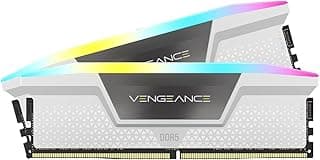 CORSAIR Memória Vengeance RGB DDR5 RAM 32GB (2x16GB) 6400MHz CL36-48-48-104 1,35V Intel XMP Desktop Computer Memory - Branco (CMH32GX5M2B6400C36W)