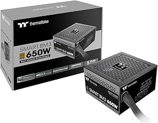 Thermaltake Smart BM3 650W 80Plus Bronze ATX 3.0 & PCIE 5.0 Ready Fonte de alimentação semimodular preparada; condensador japonês de 105 °C/221 °F. PS-SPD-0650MNFABU-3