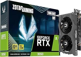 ZOTAC Placa gráfica gamer GeForce RTX 3050 6GB GDDR6 Twin Edge OC 96-bit 14 Gbps PCIE 4.0 Super Compacta, ZT-A30510H-10L