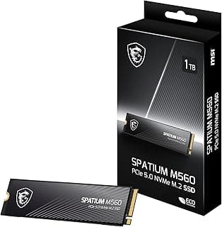 MSI Spatium M560 SSD 1TB PCIe 5.0 NVMe M.2 Unidade interna de estado sólido, leitura de 10.200 MB/s e gravação de 8.400 MB/s, NAND 3D, segurança de dados integrada, central