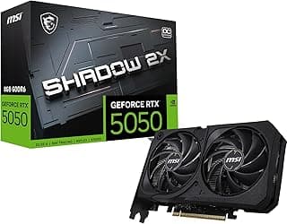 MSI Placa gráfica Gaming RTX 5050 8G Shadow 2X OC (8GB GDDR6,128-bit, desempenho extremo: 2617 MHz, DisplayPort x3 2.1a, HDMI 2.1b, NVIDIA Blackwell Architecture)