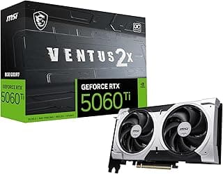 MSI Placa gráfica Gaming RTX 5060 Ti 8G Ventus 2X OC Plus (8GB GDDR7, TBA-bit, desempenho extremo: TBA MHz, DisplayPort x3 2.1a, HDMI 2.1b, NVIDIA Blackwell Architecture)