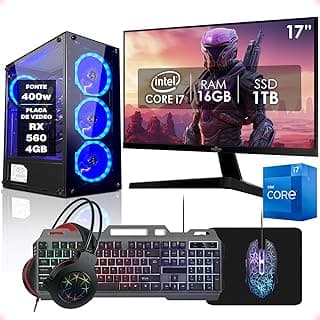 PC Gamer Completo Intel Core i7 16GB SSD 1TB Radeon RX 560 4GB Monitor 17" Kit Gamer Fonte 400W Strong Tech