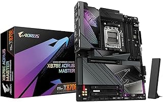 GIGABYTE Placa mãe X870E AORUS Master AMD AM5 LGA 1718, ATX, DDR5, 4X M.2, PCIe 5.0, USB4, WIFI7, LAN 5GbE, EZ-Latch, Garantia de 5 anos