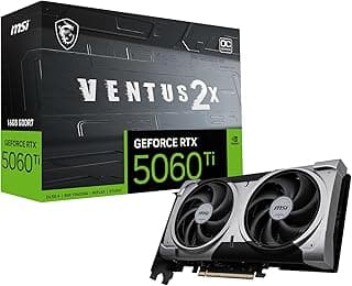 MSI Placa gráfica Gaming RTX 5060 Ti 16G Ventus 2X OC Plus (16 GB GDDR7, 128 bits, desempenho extremo: TBA MHz, DisplayPort x 3 2.1a, HDMI 2.1b, NVIDIA Blackwell Architecture)