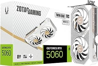 ZOTAC Placa gráfica para jogos GeForce RTX 5060 Twin Edge OC White Edition DLSS 4 8GB GDDR7 128-bit 28 Gbps PCIE 5.0 Gaming, SFF-Ready Compact Card, ZT-B50600Q-10M