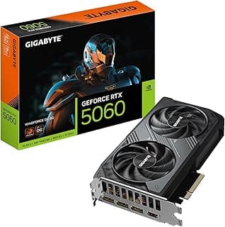 GIGABYTE Placa gráfica GeForce RTX 5060 WINDFORCE OC 8G, GDDR7 de 8 GB 128 bits, PCIe 5.0, sistema de resfriamento WINDFORCE, placa de vídeo GV-N5060WF2OC-8GD