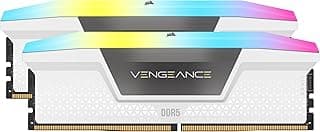 CORSAIR Memória Vengeance RGB DDR5 RAM 32GB (2x16GB) 6000MHz CL30-36-36-76 1.4V AMD Expo & Intel XMP Desktop Computer Memory - Branco (CMH32GX5M2B6000Z30W)
