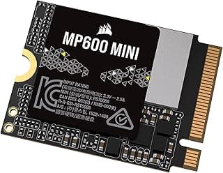 Corsair MP600 Mini 1TB M.2 NVMe PCIe x4 Gen4 2 SSD – M.2 2230 – Leitura sequencial de até 4.800 MB/s – Alta Densidade 3D TLC NAND – Ótimo para Steam Deck e Microsoft Surface – Preto