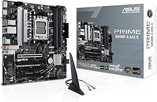 ASUS Placa-mãe Prime B650M-A AX6 II AM5 4X DDR5 3X M.2 PCIe 4.0 USB-C WiFi 6 BT 5.3 Micro ATX