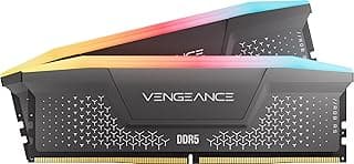 CORSAIR VENGEANCE RGB RS DDR5 RAM 32GB (2x16GB) 6000MHz CL36-44-44-96 1,35V AMD EXPO Intel XMP Memória Desktop – Cinza (CMG32GX5M2E6000Z36)