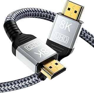 Ultra HD 8K HDMI 2.1 Cable 48Gbps 2m – 8K/4K 120Hz, HDR10, Dolby Vision, VRR, ALLM – Compatível com PS5, Xbox Series X, Apple TV 4K – Trançado Reforçado, Alta Velocidade, 3D Ready, Áudio e Vídeo HDR