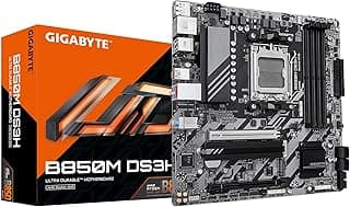 GIGABYTE Placa-mãe B850M DS3H AMD AM5 LGA 1718, mATX, DDR5, 2X M.2, PCIe 5.0, USB-C, LAN de 2,5 GbE, EZ-Latch, garantia de 5 anos