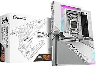 GIGABYTE Placa-mãe B650E AORUS STEALTH ICE - Suporta AMD Ryzen 9000 CPUs - 12 + 2 fases VR - até 8000 MHz DDR5 (OC)- 1xPCIe 5.0 M2 + 3xPCIe 4.0 M.2- Wi-Fi 7-2.5GbE LAN - USB 3.2 Gen 2x2