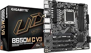 GIGABYTE Placa-mãe B650M C V3 (rev. 1.0) AM5 LGA 1718 AMD B650 M-ATX com garantia de 5 anos, DDR5, PCIe 4.0 M.2, PCIe 4.0, USB 3.2 Gen1 Type-C, LAN 1GbE, Q-Flash Plus, EZ-Latch
