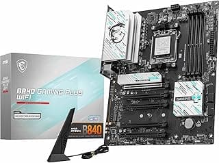 MSI Placa-mãe B840 Gaming Plus WiFi, ATX - Suporta processadores AMD Ryzen 9000/8000/7000, AM5 - DDR5 Memory Boost 8000+ MT/s (OC), PCIe 4.0 x16, M.2 Gen4, Wi-Fi 7, LAN 2.5G