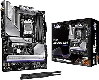 ASRock AMD B850 LiveMixer WiFi 7 soquetes AM5 Ryzen 9000/8000/7000 Series DDR5 8000+ (OC) MHz 256GB ATX Placa-mãe M.2 SATA3 6.0 Gb/s PCIe 5.0 BIOS Flashback 1 HDMI 1 DisplayPort