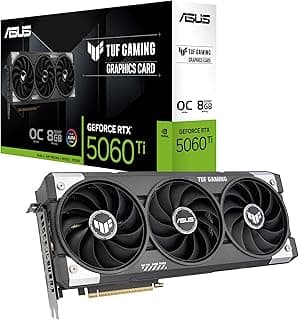 ASUS Placa gráfica para jogos TUF Gaming GeForce RTX ™ 5060 Ti 8GB GDDR7 OC Edition (PCIe® 5.0, HDMI®/DP 2.1, slot 3.1, componentes de nível militar, revestimento protetor PCB, ventiladores axial-tech