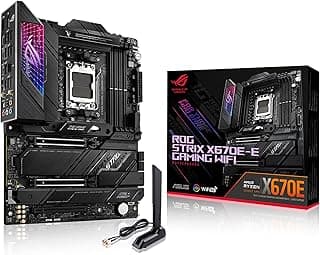 ASUS ROG Strix X670E-E Gaming WiFi 6E Socket AM5, LGA 1718, Ryzen 7000 ATX Placa-mãe para jogos, 18+2 estágios de energia, PCIe 5.0, DDR, 4xM.2 Slots, USB 3.2 Gen 2x2, WiFi 6E, PCIe Slot Q-Release -