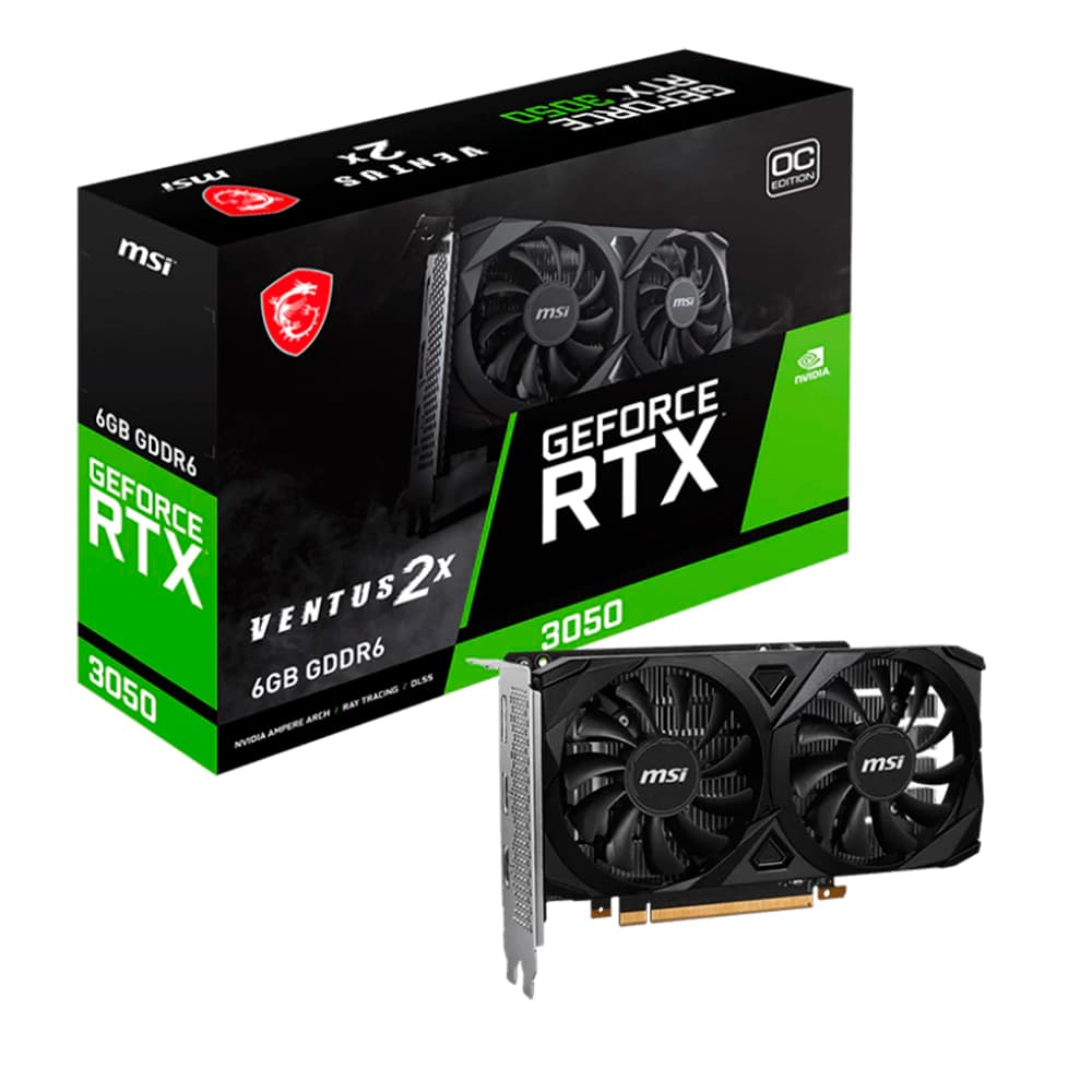 Placa De Vídeo Msi Nvidia Geforce Ventus 2x Oc Rtx 3050 6gb Gddr6 128 Bits - 912-V812-016