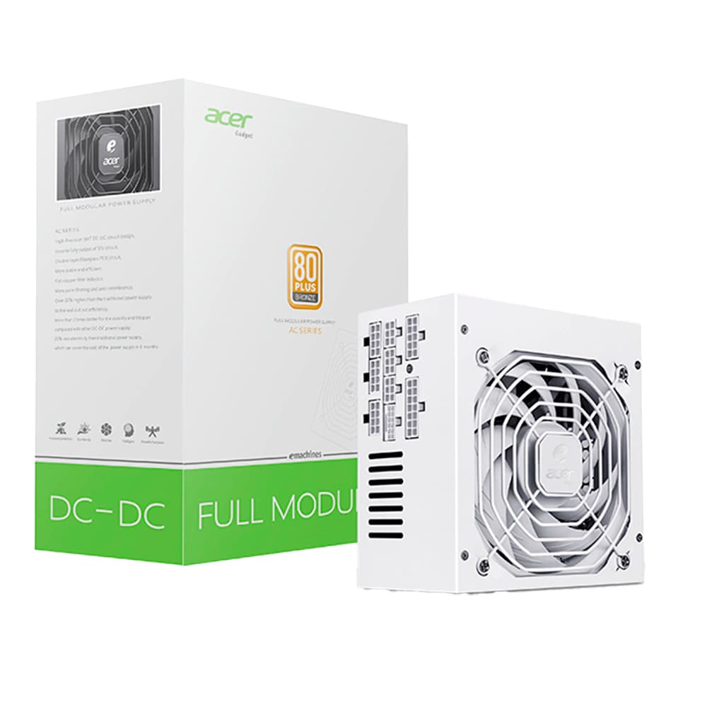 Fonte Real Acer 750w Branca Pci-E 5.0 80 Plus Bronze Modular - AC750WH