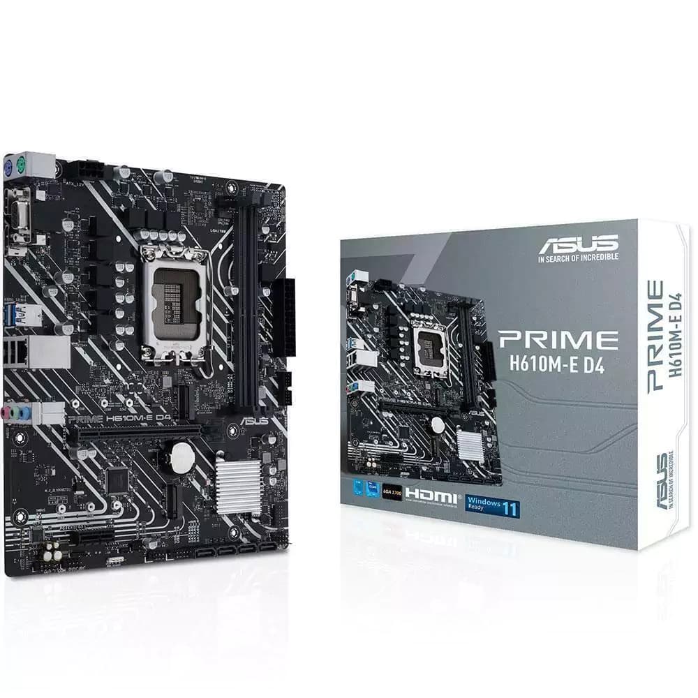 Placa Mãe Asus Prime H610m-E D4, Intel Lga 1700 Matx, 2xddr4, Usb 3.0, Vga, Hdmi, Dp