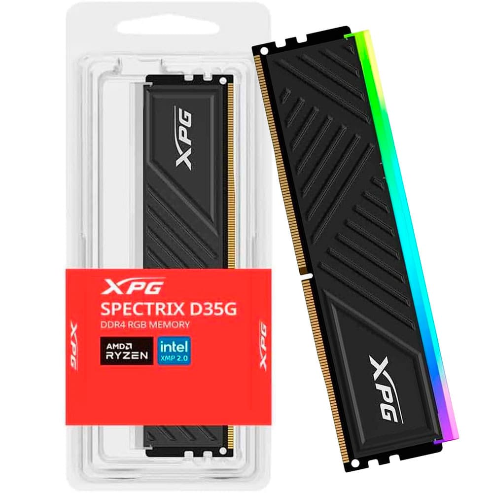 Memória Gamer Adata Xpg Spectrix D35g Rgb Preto Ddriv 8gb Cl16 3200mhz - AX4U32008G16A-SBKD35G