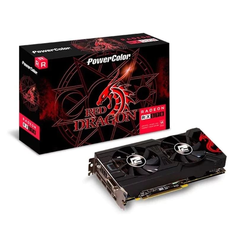 Placa De Vídeo Powercolor Amd Radeon Red Dragon Rx570 4gb Gddr5 256 Bits - AXRX 570 4GBD5-3DHDV2/OC