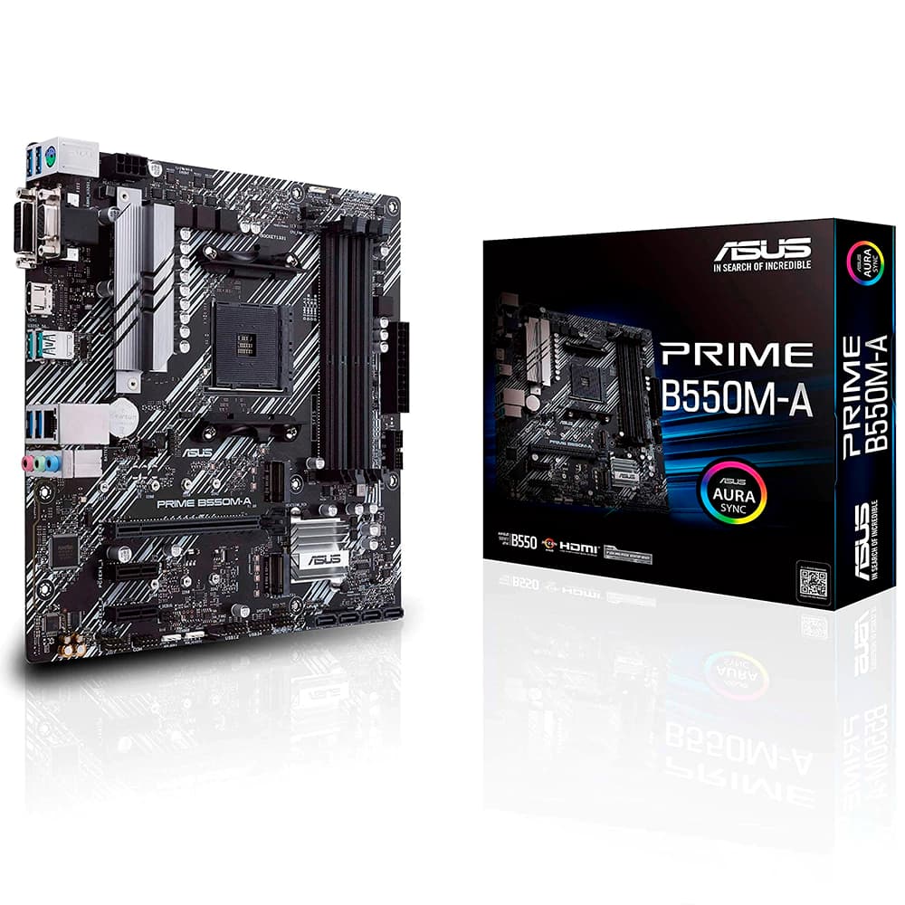 Placa Mãe Asus B550m-A Prime, Amd Am4 Matx, 4xddr4, Usb 2.0, Usb 3.0, Usb 3.2, Vga, Dvi, Hdmi