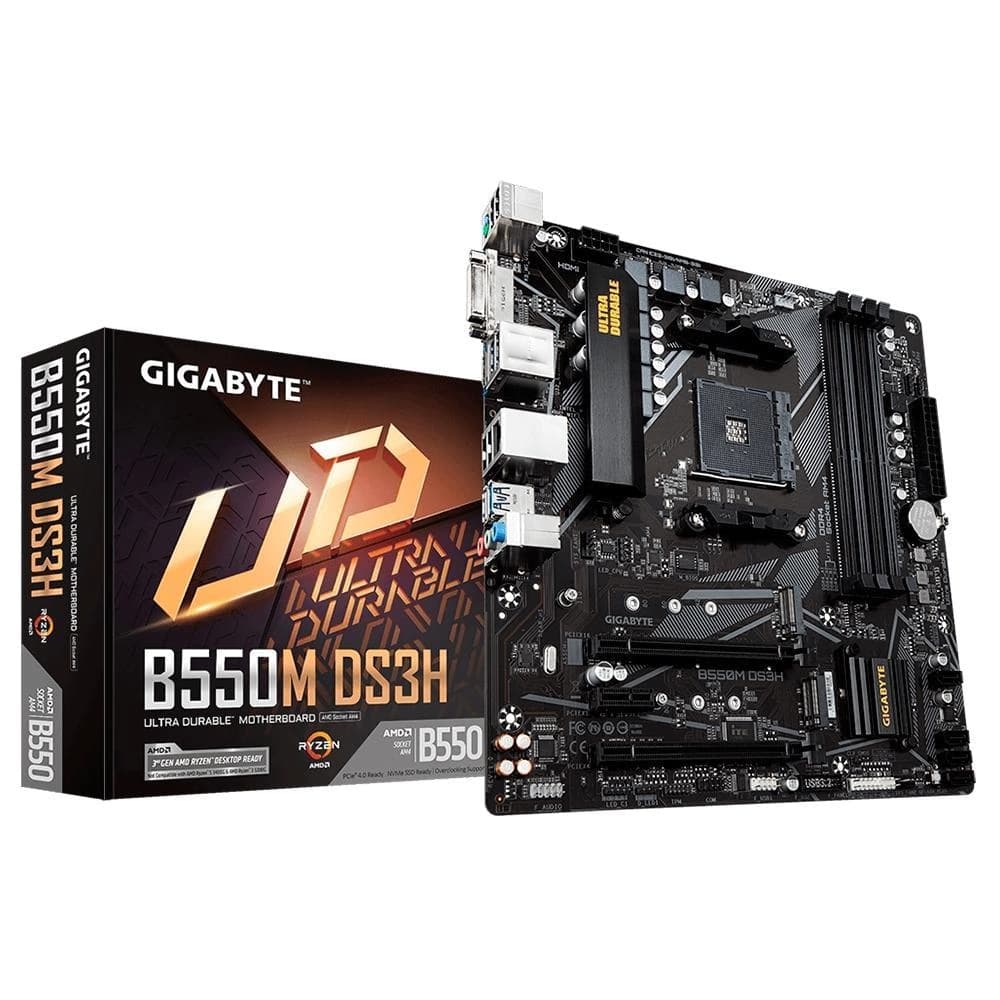 Placa Mãe Gigabyte B550m Ds3h Ud, Amd Am4 Matx, 4xddr4, Usb 2.0, Usb 3.2, Dvi, Hdmi