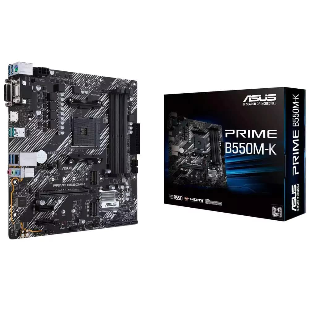 Placa Mãe Asus B550m-K Prime, Amd Am4 Matx, 4xddr4, Usb 2.0, Usb 3.0, Usb 3.2, Vga, Dvi, Hdmi