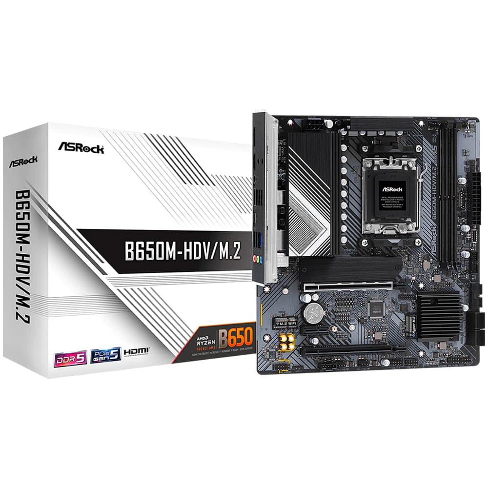 Placa Mãe Asrock B650m-Hdv/M2, Amd Socket Am5 Matx, 2xddr5, Usb Tipo C, M.2, Rede Dragon Realtek, Hdmi, Dp