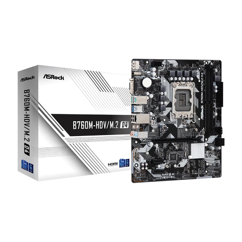 Placa Mãe Asrock B760m-Hdv/M.2 D4, Intel Lga 1700 Matx, 2xddr4, Usb 3.2, Usb 3.0, M.2, Hdmi, Dp