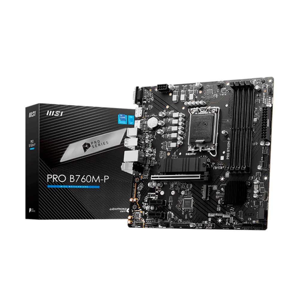 Placa Mãe Msi Pro B760m-P, Intel Lga 1700 Matx, 4xddr5, Usb Tipo C, M.2, Rede Realtek, Hdmi, Dp, Vga
