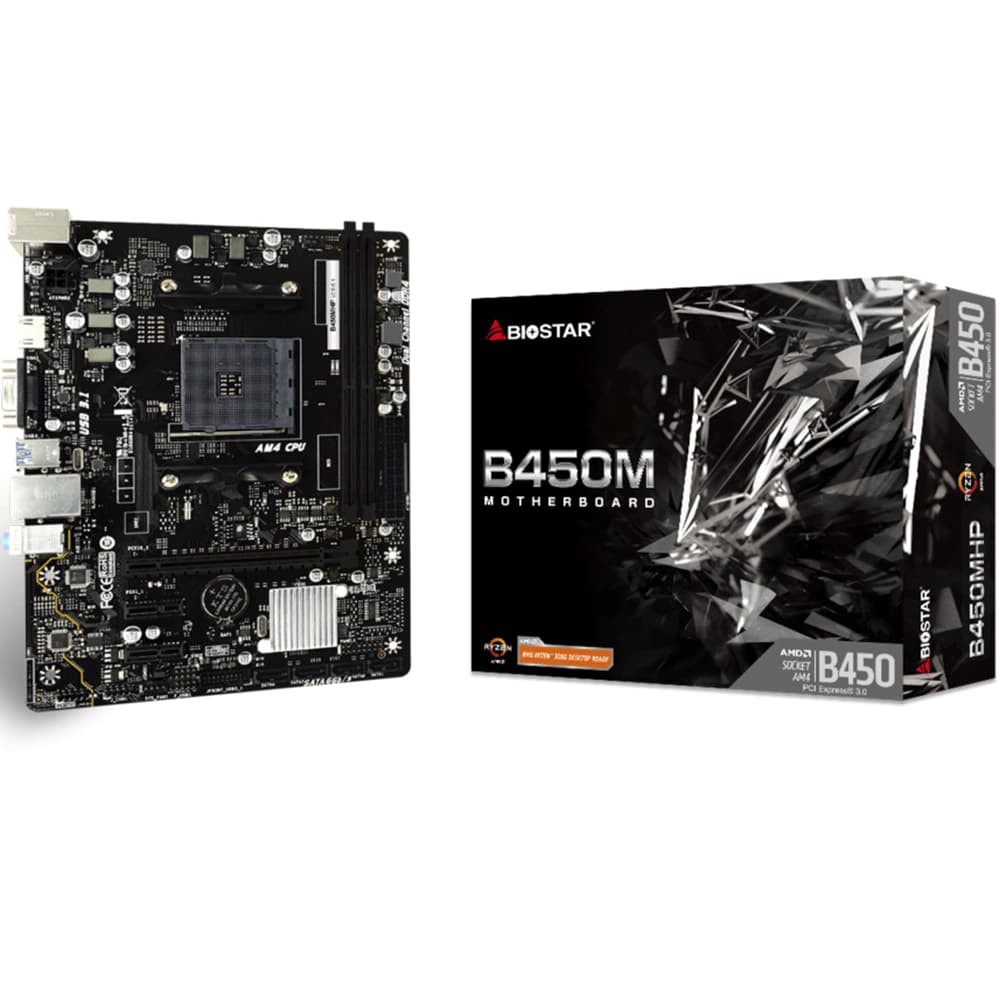 Placa Mãe Biostar B450mhp, Amd Am4 Matx, 2xddr4, Usb 2.0, Usb 3.1, Vga, Hdmi - AB45NM4S-R01