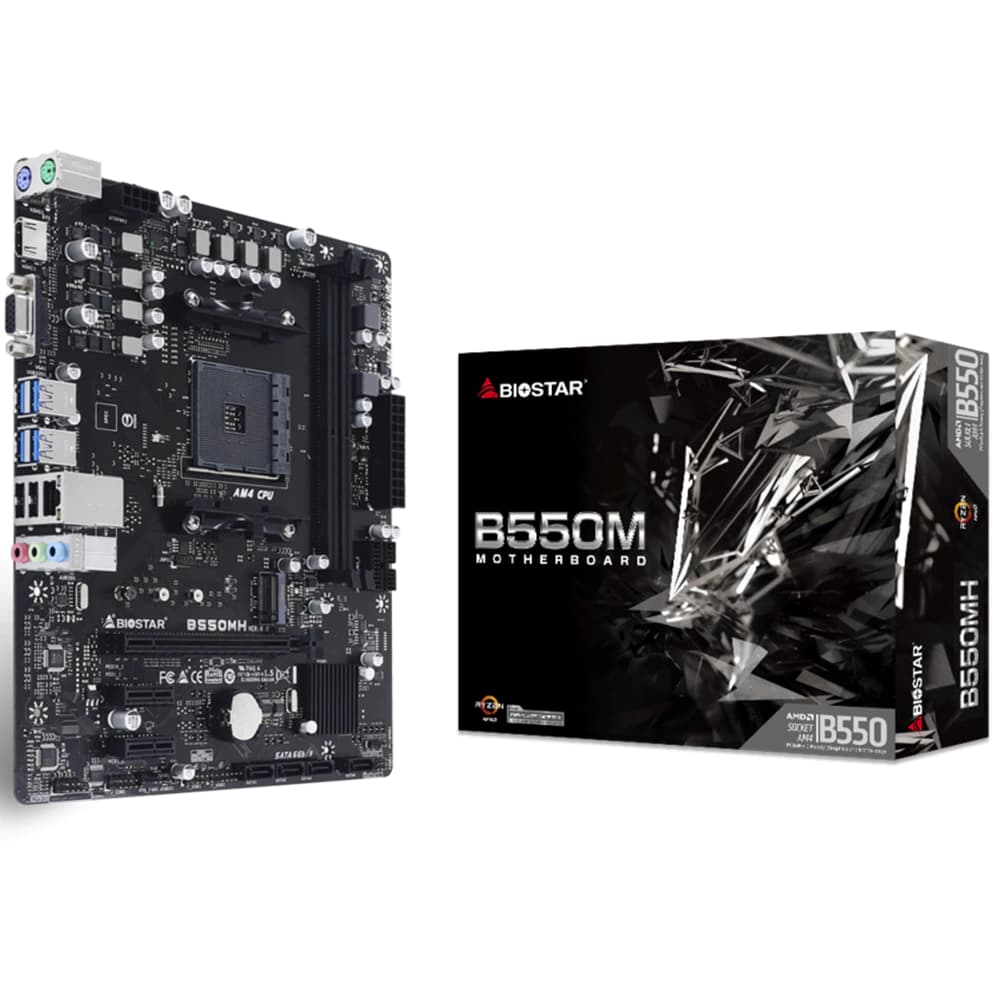 Placa Mãe Biostar B550mh, Amd Am4 Matx, 2xddr4, Usb 2.0, Usb 3.2, Vga, Hdmi