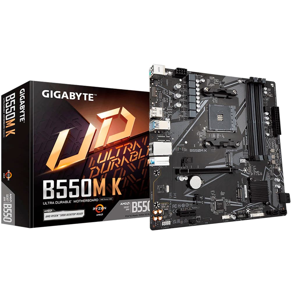 Placa Mãe Gigabyte B550m K, Amd Am4 Matx, 4xddr4, Usb 2.0, Usb 3.0, Usb 3.2, Dp, Hdmi